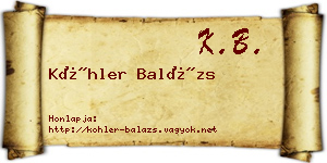 Köhler Balázs névjegykártya