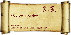 Köhler Balázs névjegykártya